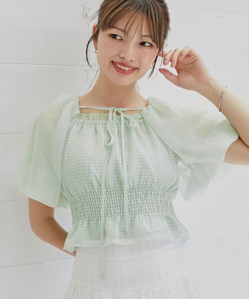 MAJESTIC LEGON(マジェスティックレゴン)の「前後2wayバルーン袖ブラウス(シャツ/ブラウス・レディース・ピンク/ブルー/ホワイト系その他/ホワイト系その他2・MEDIUM)」の8枚目の写真