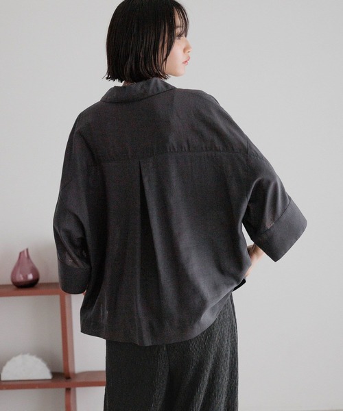 LOWRYS FARM(ローリーズファーム)の「リネンポンチョシャツ 492164(シャツ/ブラウス・レディース・イエロー/ブラック/アイボリー・FREE)」の6枚目の写真