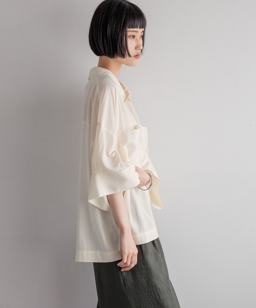 LOWRYS FARM(ローリーズファーム)の「リネンポンチョシャツ 492164(シャツ/ブラウス・レディース・イエロー/ブラック/アイボリー・FREE)」の9枚目の写真