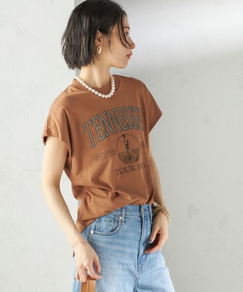 SHIPS(シップス)の「【SHIPS別注】TENNESSEE:フレンチ スリーブ プルオーバー(Tシャツ/カットソー・レディース・ダークグレー/ホワイト/ブラウン系その他/ライトイエロー/オフホワイト・ONE SIZE)」の12枚目の写真