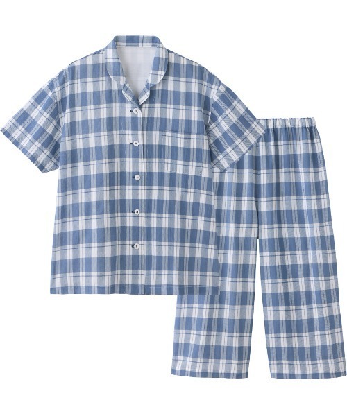 L サイズ　新品　エトロ　パジャマ　半袖　七分丈パンツ　ペイズリー　ブルー ETRO (エトロ) ペイズリージャガード ノータック ショートパンツ