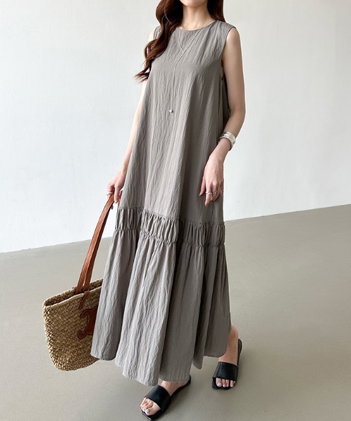 希少♡ダーマコレクション バックギャザーカットアウトノースリーブロングワンピース 希少♡ダーマコレクション バックギャザーカットアウト