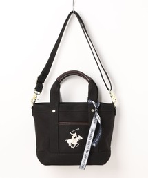 【BEVERLY HILLS POLO CLUB/ビバリーヒルズポロクラブ】【型崩れしにくいタフ帆布】キャンバス ミニトートバッグ 2WAYショルダー 高耐久