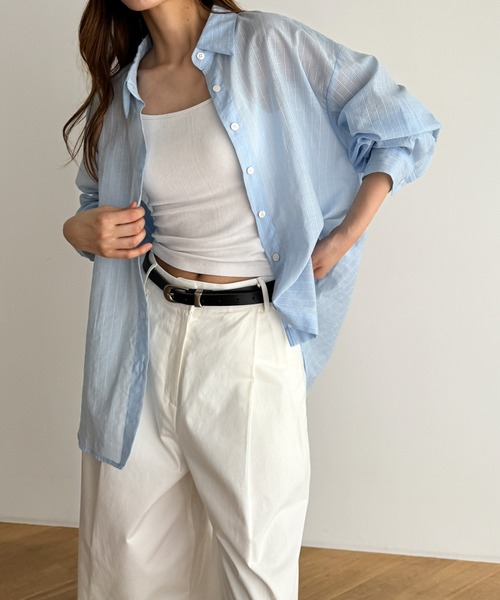 ブラウス シャツ El mar　ストライプコットンシャツ レディース CANAL JEAN ブラウス シャツ El mar ストライプコットンシャツ