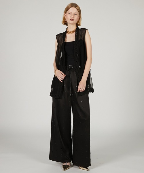 PRANK PROJECT（プランクプロジェクト）の「トリムレースチュールジレ / Trimmed Lace Tulle Gilet（その他トップス・レディース・ブラック/ホワイト・FREE）」の4枚目の写真