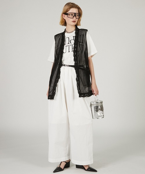 PRANK PROJECT（プランクプロジェクト）の「トリムレースチュールジレ / Trimmed Lace Tulle Gilet（その他トップス・レディース・ブラック/ホワイト・FREE）」の5枚目の写真