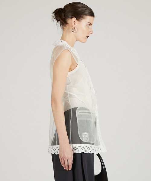 PRANK PROJECT（プランクプロジェクト）の「トリムレースチュールジレ / Trimmed Lace Tulle Gilet（その他トップス・レディース・ブラック/ホワイト・FREE）」の14枚目の写真