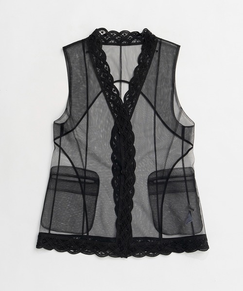 PRANK PROJECT（プランクプロジェクト）の「トリムレースチュールジレ / Trimmed Lace Tulle Gilet（その他トップス・レディース・ブラック/ホワイト・FREE）」の16枚目の写真
