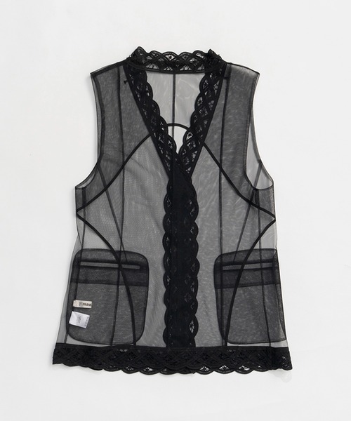 PRANK PROJECT（プランクプロジェクト）の「トリムレースチュールジレ / Trimmed Lace Tulle Gilet（その他トップス・レディース・ブラック/ホワイト・FREE）」の17枚目の写真