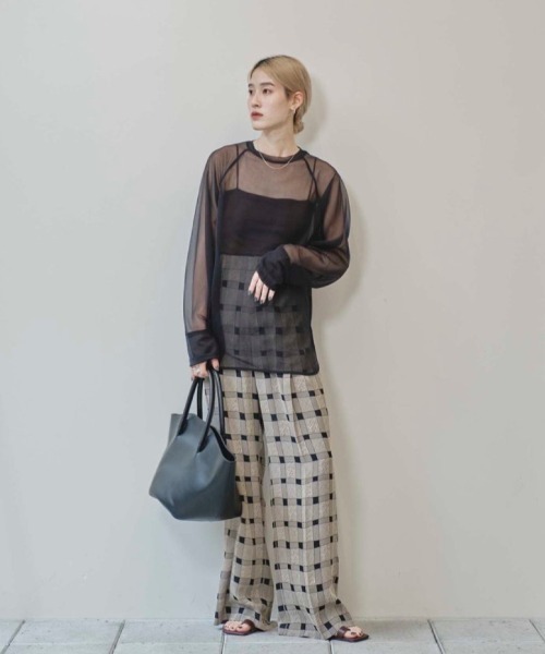 TODAYFUL Checkjacquard Tuck Trousersブラック セール】Checkjacquard Tuck Trousers（デニムパンツ