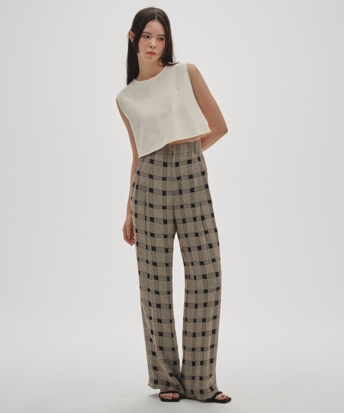 Checkjacquard Tuck Trousers（デニムパンツ）｜TODAYFUL