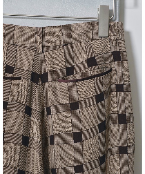 セール】Checkjacquard Tuck Trousers（デニムパンツ