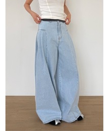 サイドタックワイドデニムパンツ