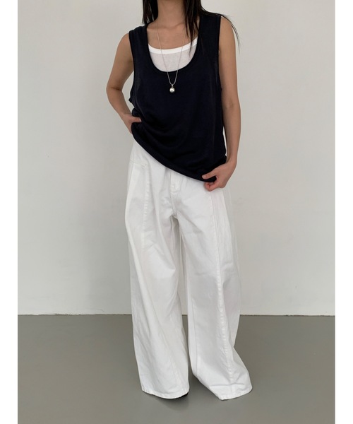 Didot.showroom（ディドット ショールーム）の「サイドタックワイドデニムパンツ（デニムパンツ・レディース・ホワイト/ライトブルー・S/M/L）」の17枚目の写真