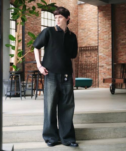 Adoon plain(アドーンプレーン)の「Spongy Knit Polo Shirt / スポンディッシュポロシャツ(ポロシャツ・メンズ・ボルドー/ブラック/ベージュ・MEDIUM/LARGE)」の16枚目の写真