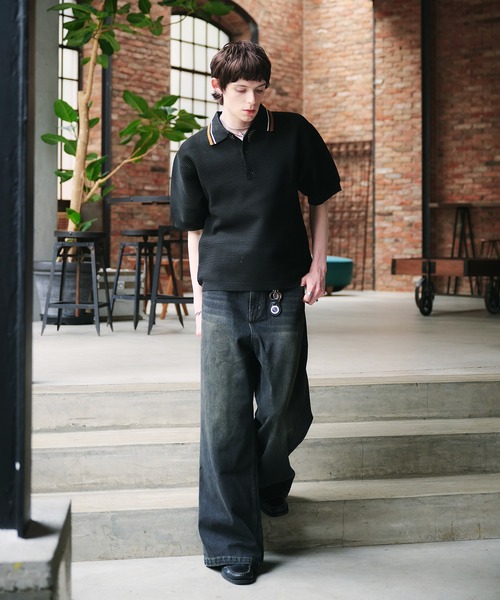 Adoon plain(アドーンプレーン)の「Spongy Knit Polo Shirt / スポンディッシュポロシャツ(ポロシャツ・メンズ・ボルドー/ブラック/ベージュ・MEDIUM/LARGE)」の17枚目の写真