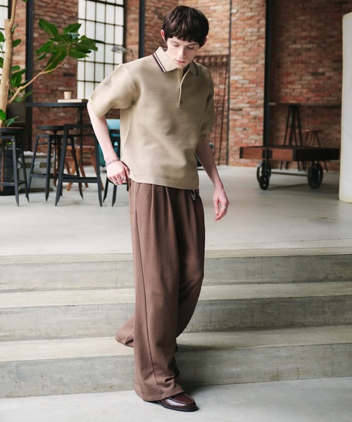 Adoon plain(アドーンプレーン)の「Spongy Knit Polo Shirt / スポンディッシュポロシャツ(ポロシャツ・メンズ・ボルドー/ブラック/ベージュ・MEDIUM/LARGE)」の20枚目の写真