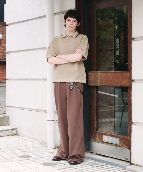 Adoon plain(アドーンプレーン)の「Spongy Knit Polo Shirt / スポンディッシュポロシャツ(ポロシャツ・メンズ・ボルドー/ブラック/ベージュ・MEDIUM/LARGE)」の4枚目の写真
