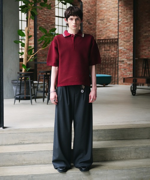 Adoon plain(アドーンプレーン)の「Spongy Knit Polo Shirt / スポンディッシュポロシャツ(ポロシャツ・メンズ・ボルドー/ブラック/ベージュ・MEDIUM/LARGE)」の7枚目の写真