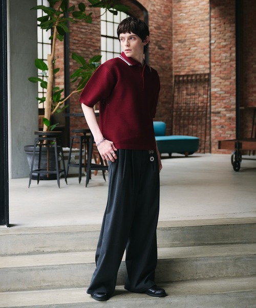 Adoon plain(アドーンプレーン)の「Spongy Knit Polo Shirt / スポンディッシュポロシャツ(ポロシャツ・メンズ・ボルドー/ブラック/ベージュ・MEDIUM/LARGE)」の8枚目の写真