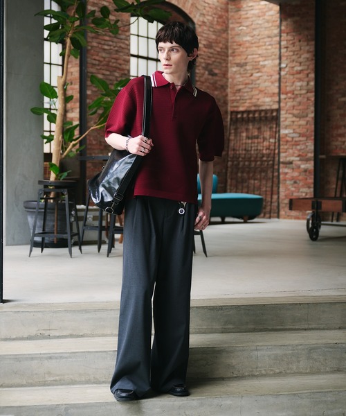Adoon plain(アドーンプレーン)の「Spongy Knit Polo Shirt / スポンディッシュポロシャツ(ポロシャツ・メンズ・ボルドー/ブラック/ベージュ・MEDIUM/LARGE)」の10枚目の写真