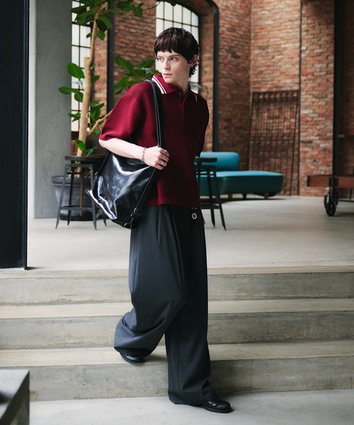 Adoon plain(アドーンプレーン)の「Spongy Knit Polo Shirt / スポンディッシュポロシャツ(ポロシャツ・メンズ・ボルドー/ブラック/ベージュ・MEDIUM/LARGE)」の11枚目の写真
