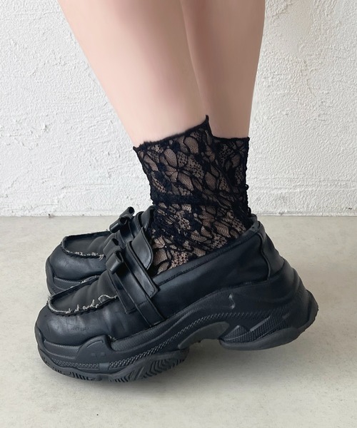 apres jour（アプレジュール）の「【apres jour×ARIAZ】レースミドルソックス（ソックス/靴下・レディース・ブラック/ホワイト・FREE）」の2枚目の写真