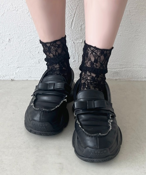 apres jour（アプレジュール）の「【apres jour×ARIAZ】レースミドルソックス（ソックス/靴下・レディース・ブラック/ホワイト・FREE）」の4枚目の写真