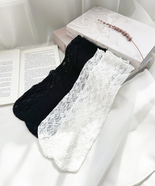 apres jour（アプレジュール）の「【apres jour×ARIAZ】レースミドルソックス（ソックス/靴下・レディース・ブラック/ホワイト・FREE）」の7枚目の写真
