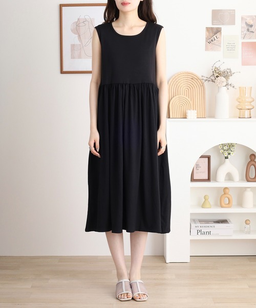 atONE（アットワン）の「ノースリーブカットワンピース（ワンピース・レディース・オフホワイト/ブラック・M/L/4L/LL/3L）」の8枚目の写真