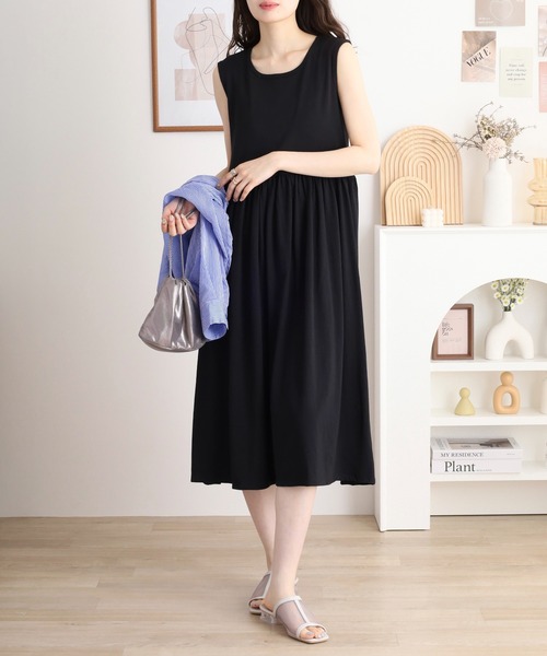 atONE（アットワン）の「ノースリーブカットワンピース（ワンピース・レディース・オフホワイト/ブラック・M/L/4L/LL/3L）」の13枚目の写真
