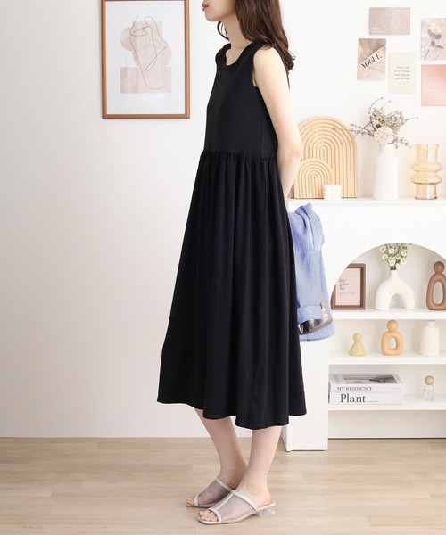 atONE（アットワン）の「ノースリーブカットワンピース（ワンピース・レディース・オフホワイト/ブラック・M/L/4L/LL/3L）」の14枚目の写真