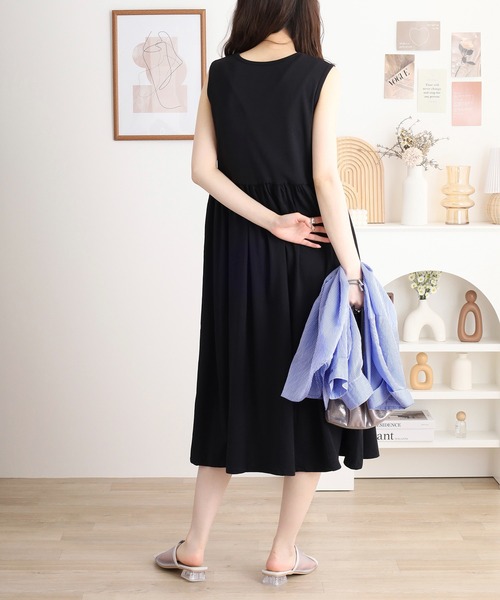 atONE（アットワン）の「ノースリーブカットワンピース（ワンピース・レディース・オフホワイト/ブラック・M/L/4L/LL/3L）」の15枚目の写真