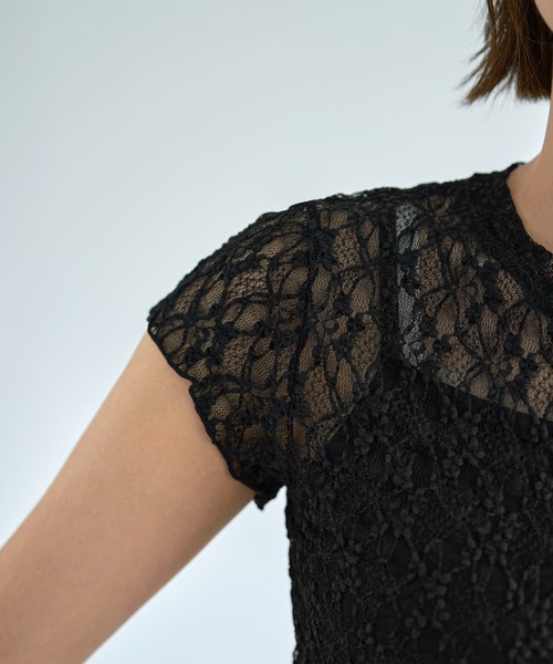 idem original short sleeve sheer mellow tops/花柄シアー半袖