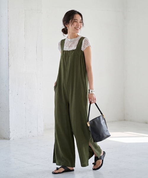 STYLE DELI(スタイルデリ)の「下に着る半袖レーシィーストレッチトップス(Tシャツ/カットソー・レディース・ホワイト/ブラック・MEDIUM)」の10枚目の写真