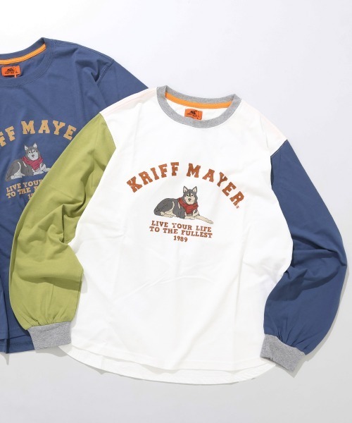 KRIFF MAYER(クリフメイヤー)の「【本体綿100%】プリントロンT(マフラーハスキー)(Tシャツ/カットソー・レディース・カラフル/ライトグリーン/オレンジ/ブルー/グレー/オフホワイト/ブラック・LARGE/MEDIUM)」の7枚目の写真