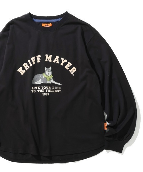KRIFF MAYER(クリフメイヤー)の「【本体綿100%】プリントロンT(マフラーハスキー)(Tシャツ/カットソー・レディース・カラフル/ライトグリーン/オレンジ/ブルー/グレー/オフホワイト/ブラック・LARGE/MEDIUM)」の3枚目の写真