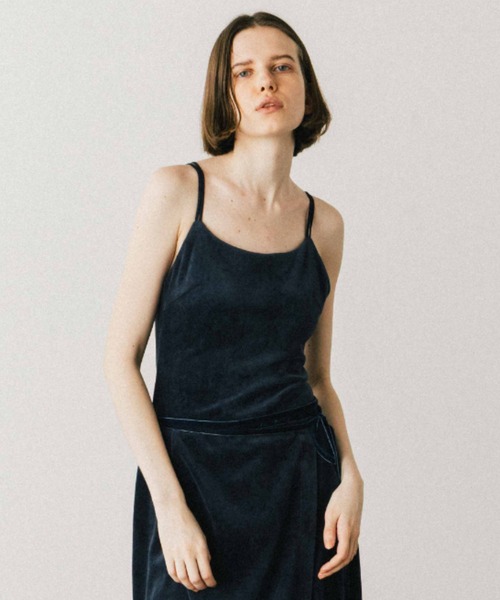 CREDONA(クレドナ)の「COTTON VELOUR BODY SUIT/コットンベロアボディスーツ(キャミソール・レディース・グレー/ネイビー・FREE)」の1枚目の写真