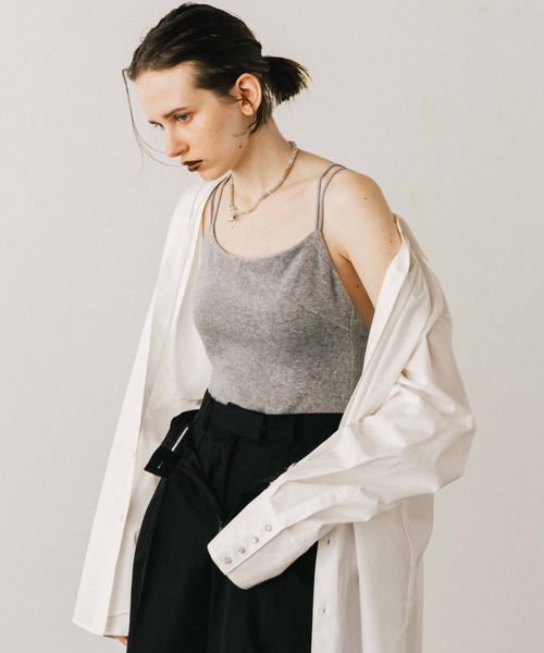 CREDONA(クレドナ)の「COTTON VELOUR BODY SUIT/コットンベロアボディスーツ(キャミソール・レディース・グレー/ネイビー・FREE)」の9枚目の写真