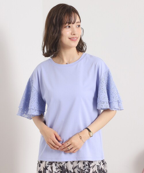 ITS'DEMO(イッツデモ)の「【手洗い可】袖フレアレースプルオーバー(Tシャツ/カットソー・レディース・ブラック/オフホワイト/サックスブルー/ピンク系・00)」の18枚目の写真