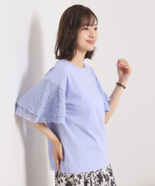 ITS'DEMO(イッツデモ)の「【手洗い可】袖フレアレースプルオーバー(Tシャツ/カットソー・レディース・ブラック/オフホワイト/サックスブルー/ピンク系・00)」の17枚目の写真