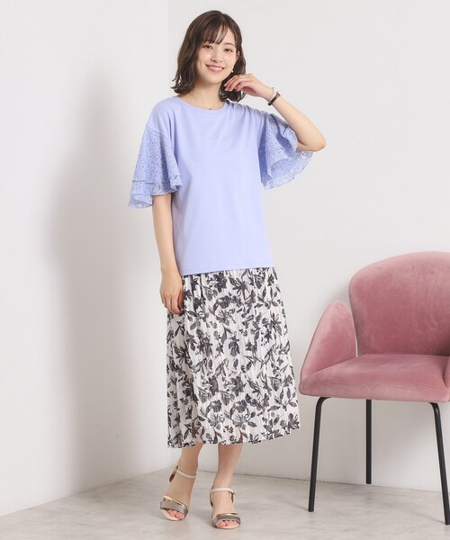 ITS'DEMO(イッツデモ)の「【手洗い可】袖フレアレースプルオーバー(Tシャツ/カットソー・レディース・ブラック/オフホワイト/サックスブルー/ピンク系・00)」の16枚目の写真