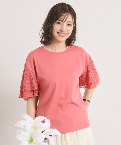 ITS'DEMO(イッツデモ)の「【手洗い可】袖フレアレースプルオーバー(Tシャツ/カットソー・レディース・ブラック/オフホワイト/サックスブルー/ピンク系・00)」の14枚目の写真