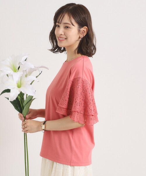 ITS'DEMO(イッツデモ)の「【手洗い可】袖フレアレースプルオーバー(Tシャツ/カットソー・レディース・ブラック/オフホワイト/サックスブルー/ピンク系・00)」の13枚目の写真