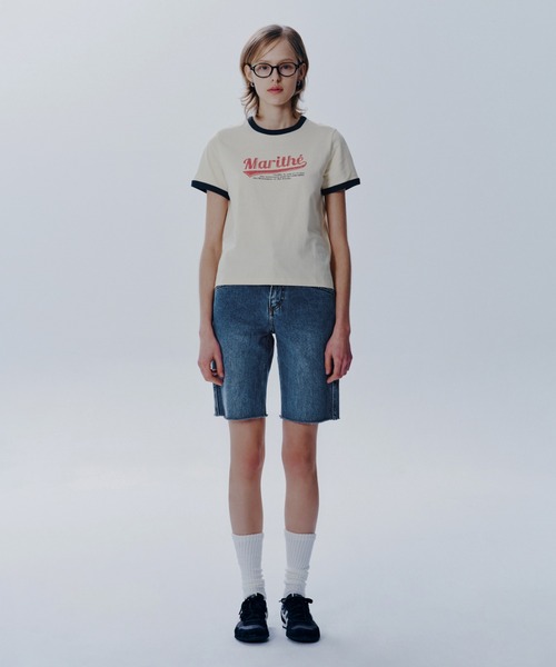 W VINTAGE BASEBALL RINGER TEE（Tシャツ/カットソー）｜MARITHE