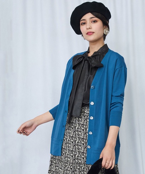 JETSET SOLO PLUS （ジェットセットソロプラス）の「【JETSET SOLO PLUS】メタルボタンタックリブ2WAY カーディガン（カーディガン/ボレロ・レディース・ネイビー/ベージュ系その他/ボルドー/ブルー・FREE）」の3枚目の写真