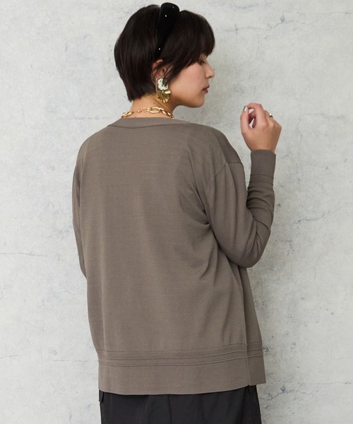 JETSET SOLO PLUS （ジェットセットソロプラス）の「【JETSET SOLO PLUS】メタルボタンタックリブ2WAY カーディガン（カーディガン/ボレロ・レディース・ネイビー/ベージュ系その他/ボルドー/ブルー・FREE）」の7枚目の写真