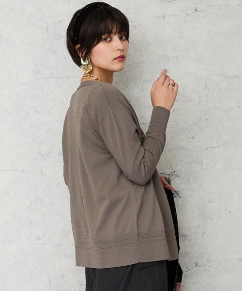 JETSET SOLO PLUS （ジェットセットソロプラス）の「【JETSET SOLO PLUS】メタルボタンタックリブ2WAY カーディガン（カーディガン/ボレロ・レディース・ネイビー/ベージュ系その他/ボルドー/ブルー・FREE）」の8枚目の写真