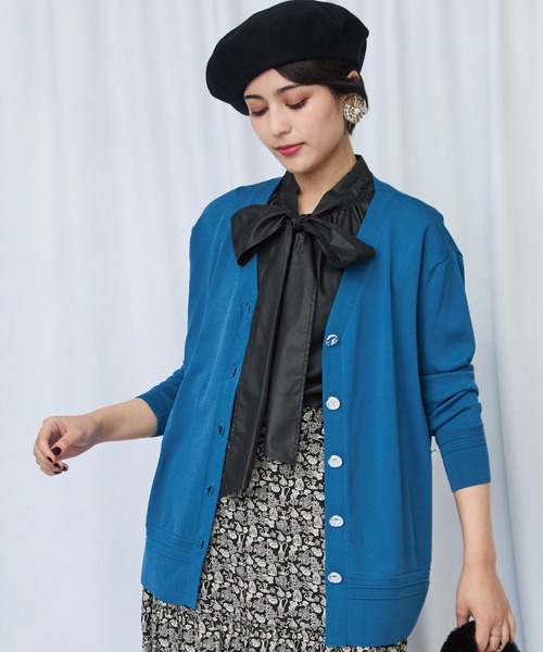 JETSET SOLO PLUS （ジェットセットソロプラス）の「【JETSET SOLO PLUS】メタルボタンタックリブ2WAY カーディガン（カーディガン/ボレロ・レディース・ネイビー/ベージュ系その他/ボルドー/ブルー・FREE）」の10枚目の写真