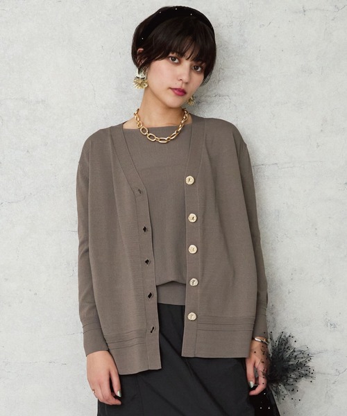 JETSET SOLO PLUS （ジェットセットソロプラス）の「【JETSET SOLO PLUS】メタルボタンタックリブ2WAY カーディガン（カーディガン/ボレロ・レディース・ネイビー/ベージュ系その他/ボルドー/ブルー・FREE）」の12枚目の写真